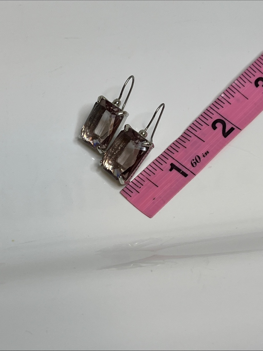 Silver-Tone Rectangular Light Crystal Drop Earrings - Women Jewelry - Picture 5 of 9